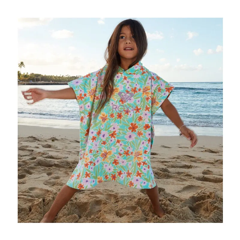 Wholesale 60x80cm Digital Printing Microfiber Quick Dry Terry Surfing Changing Poncho Hooded Beach Towel for Kids