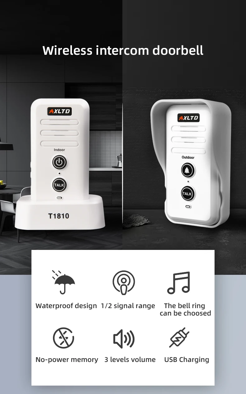 Wireless Intercomunicador System Intercom Doorbell Chime For Home Intercomunicador With Long Range