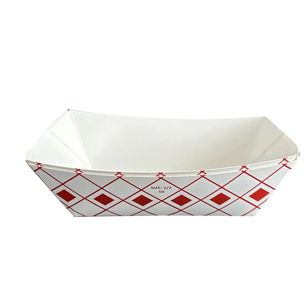 Eco Friendly Paper Hot Dog Box Boat Shape Dessert Snack Tray