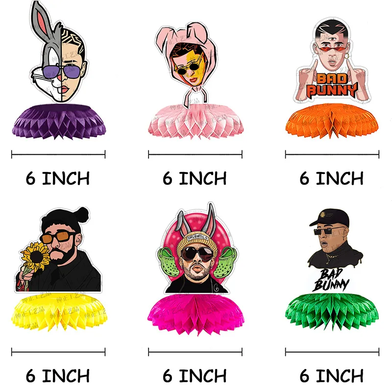 Foldable Bad Bunny Theme Party Decorations Paper Honeycomb Ornament