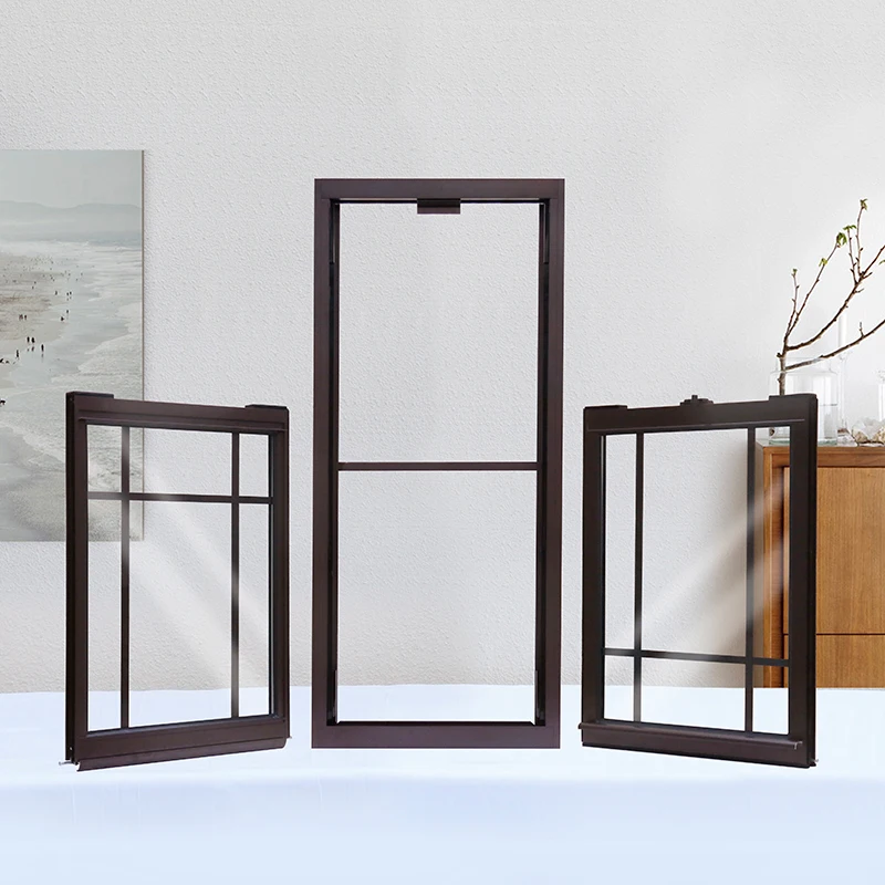 American Black Aluminium Sash Window Vertical Sliding Glass Windows Double Hung Window With Screen Hung Vertical Sliding Windows