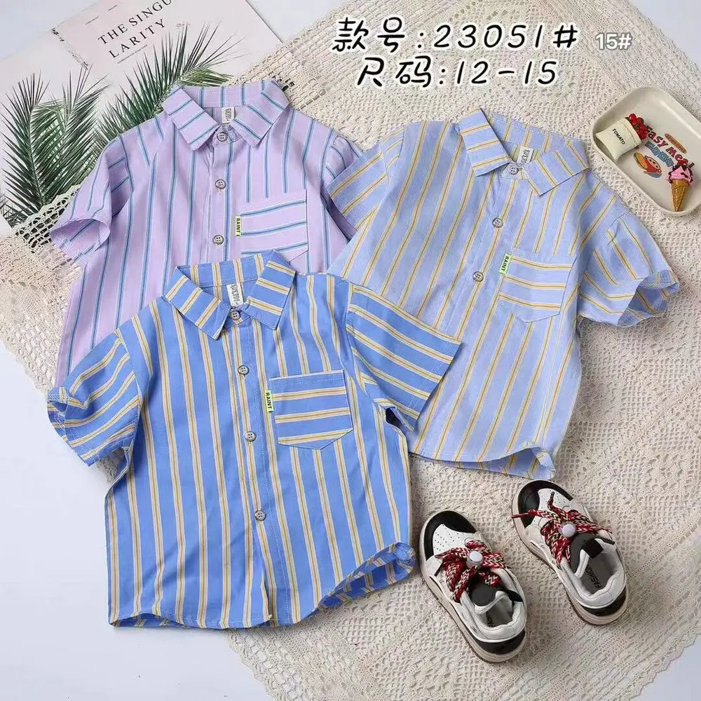 2.25 Dollar Model HMK019 Shirts Size 2-6 Years Wholesale Stock Children Boys Soft Material sports polo With Prints