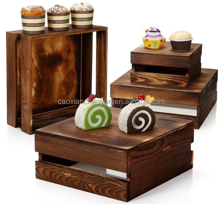 Morden Wooden Mini Candy Dessert Cupcake Stand Display With Hair Pin Legs And Storge Function