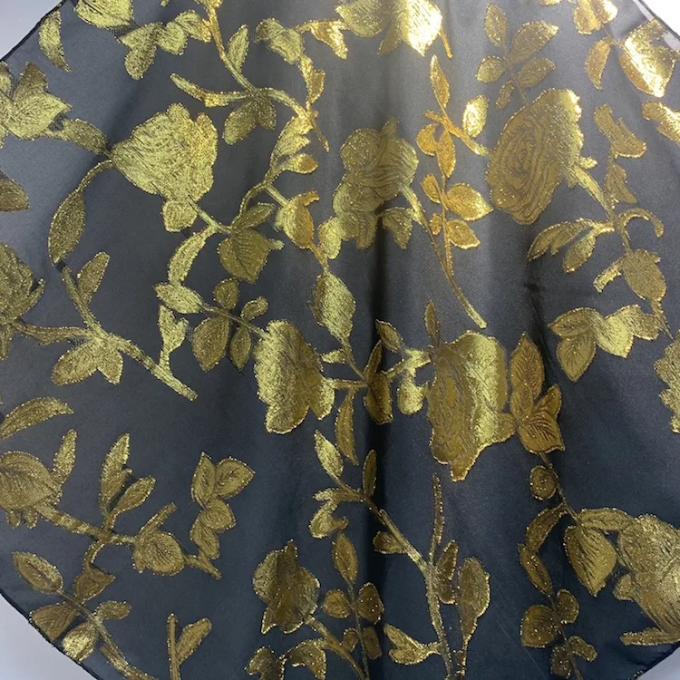 Paint Black Gold Lurex Loose Knitting Polyester Poly Metallic Fabric FOR Dress