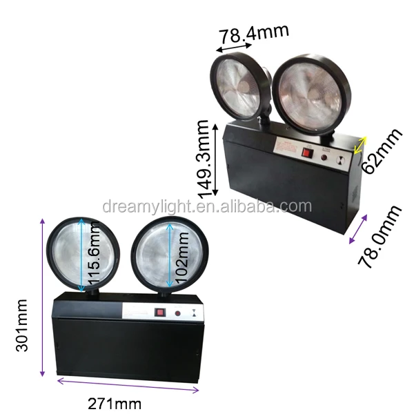 Self-test Luz De Emergencia Long life adjustable Steel Casing 2x2.5w LED Emergency rechargeable Two-head Spotlight
