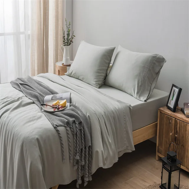 100% Natural Bamboo Bedding Set China Manufacturers Custom Soft Hand Feeling Luxury Bamboo Bed Sheets