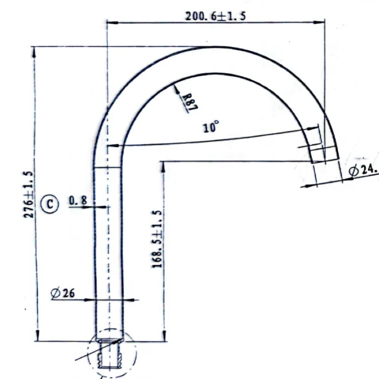 Stainless steel spout tube Shower Arm kitchen faucet spout sink faucet pipe kitchen accessories bathroom Brushed