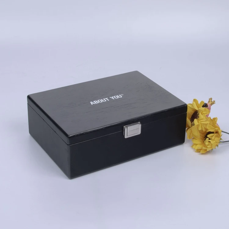  Новый дизайн сделанный на заказ японский деревянный черный пищевой Teabox с отделами