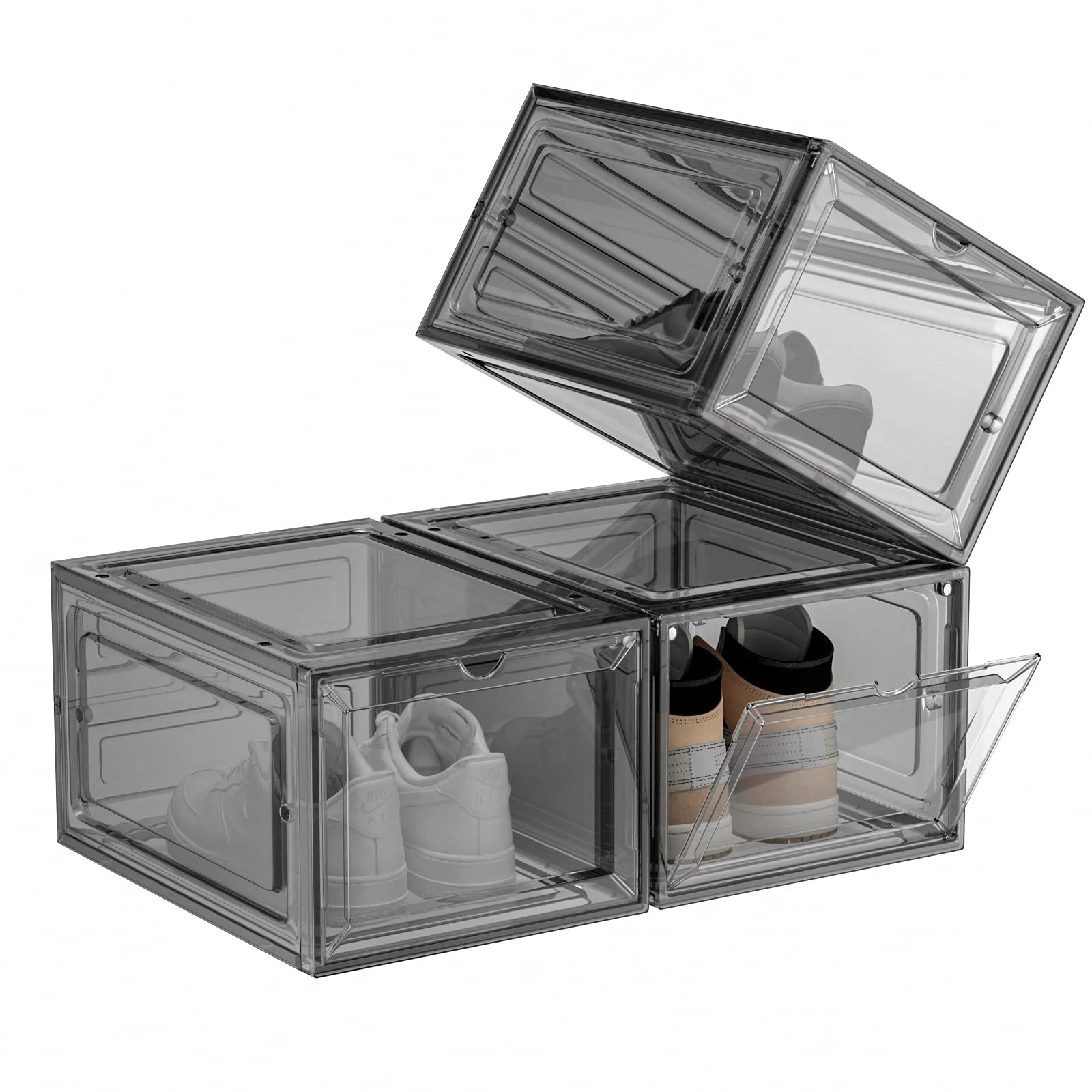 Amazon Hot Sale Shoebox Sneaker Display Case Drop Front Foldable Acrylic Shoe Box Storage