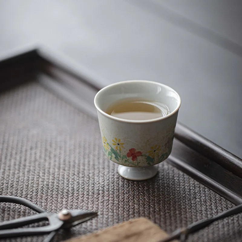 Underglaze Color Hand-Painted Dandelion Household Ceramic Master Cup Kung Fu Tea Accessories