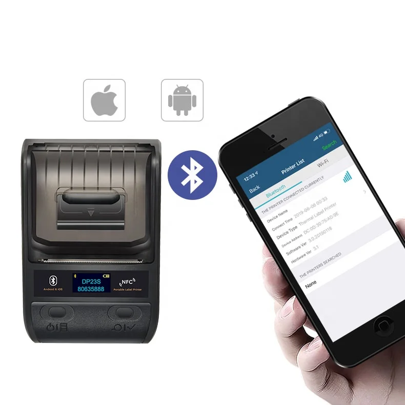 Ручной принтер штрих-кода detlonger DP23S термопринтер для этикеток и