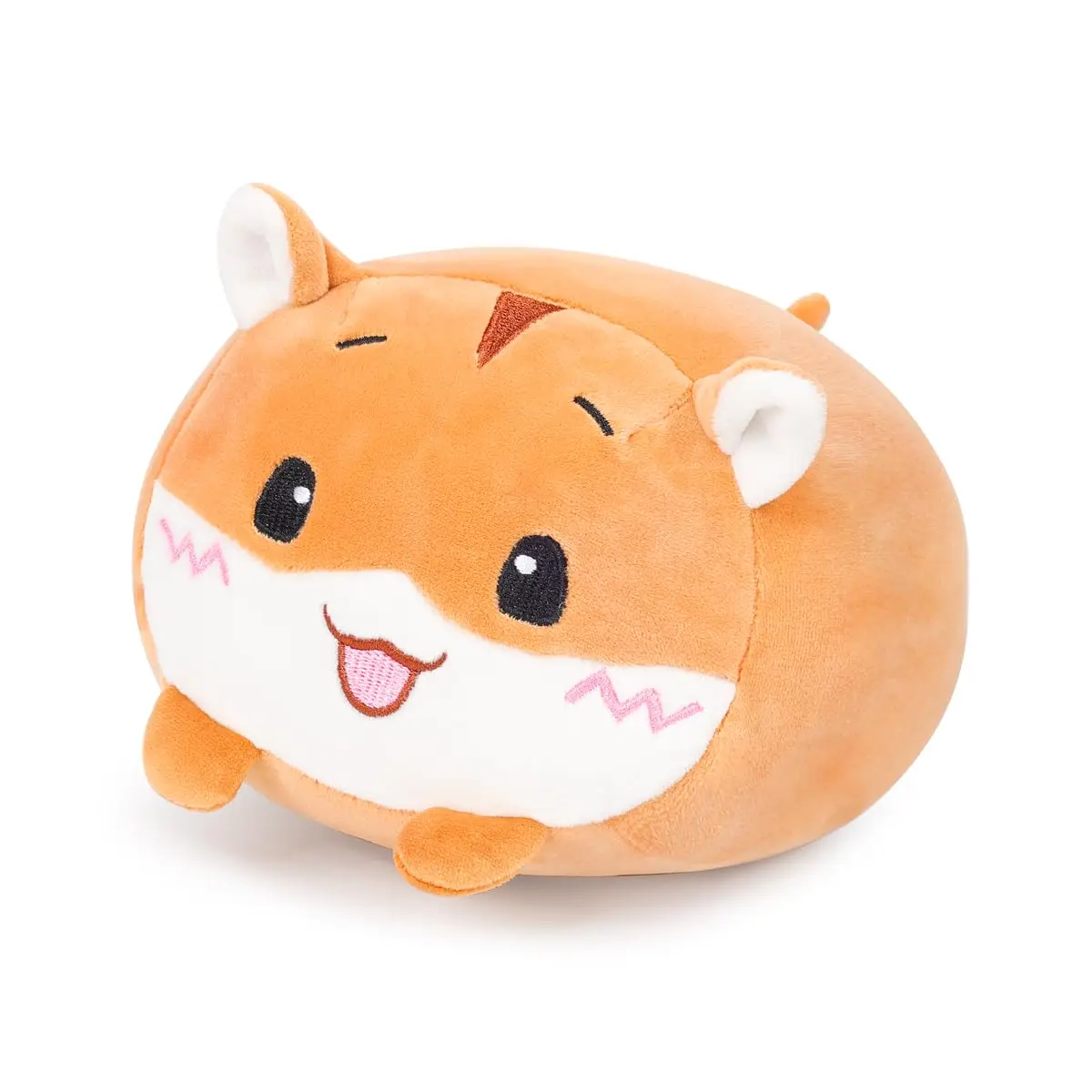 2024 New Super Soft Cartoon 23.6 inch Cute Orange Hamster Plush Stuffed Animal Cylindrical Body Pillow Hugging Toy For Kids