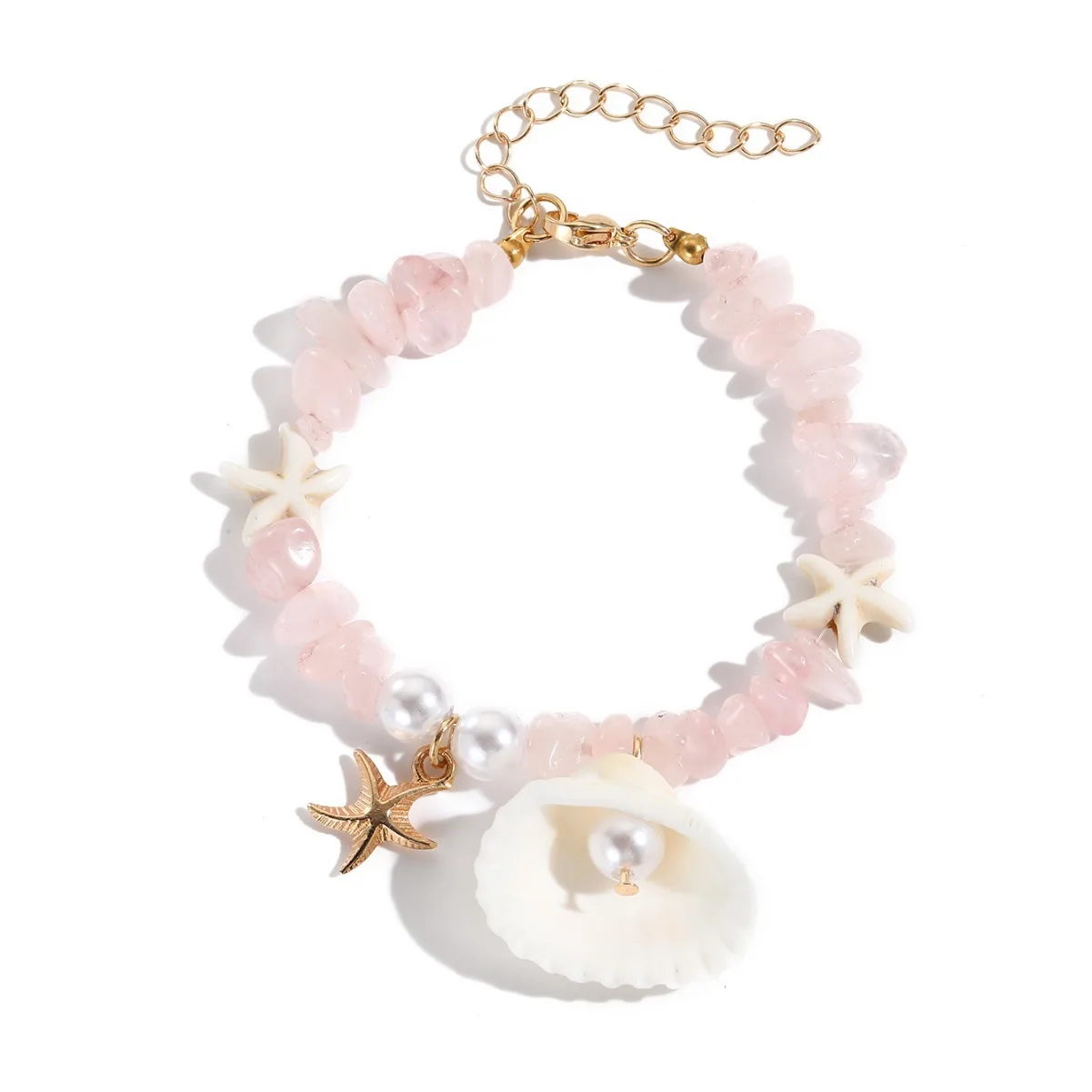 Summer Jewelry Beach Irregular Crushed Stone Bracelets for Women Fashion Handmade Sea Shell Bracelet For Girls Travel Gift