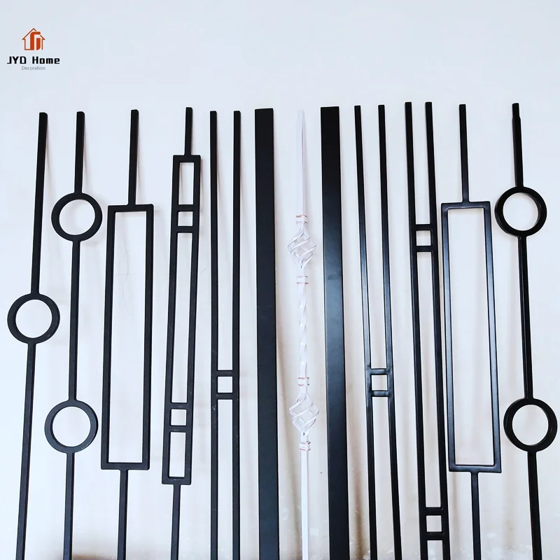 Wholesale Aalto Series Triangle Design Indoor Decorated Matt Black Powder Coated Wrought Iron Shape Baluster Metal Stair Spindle
