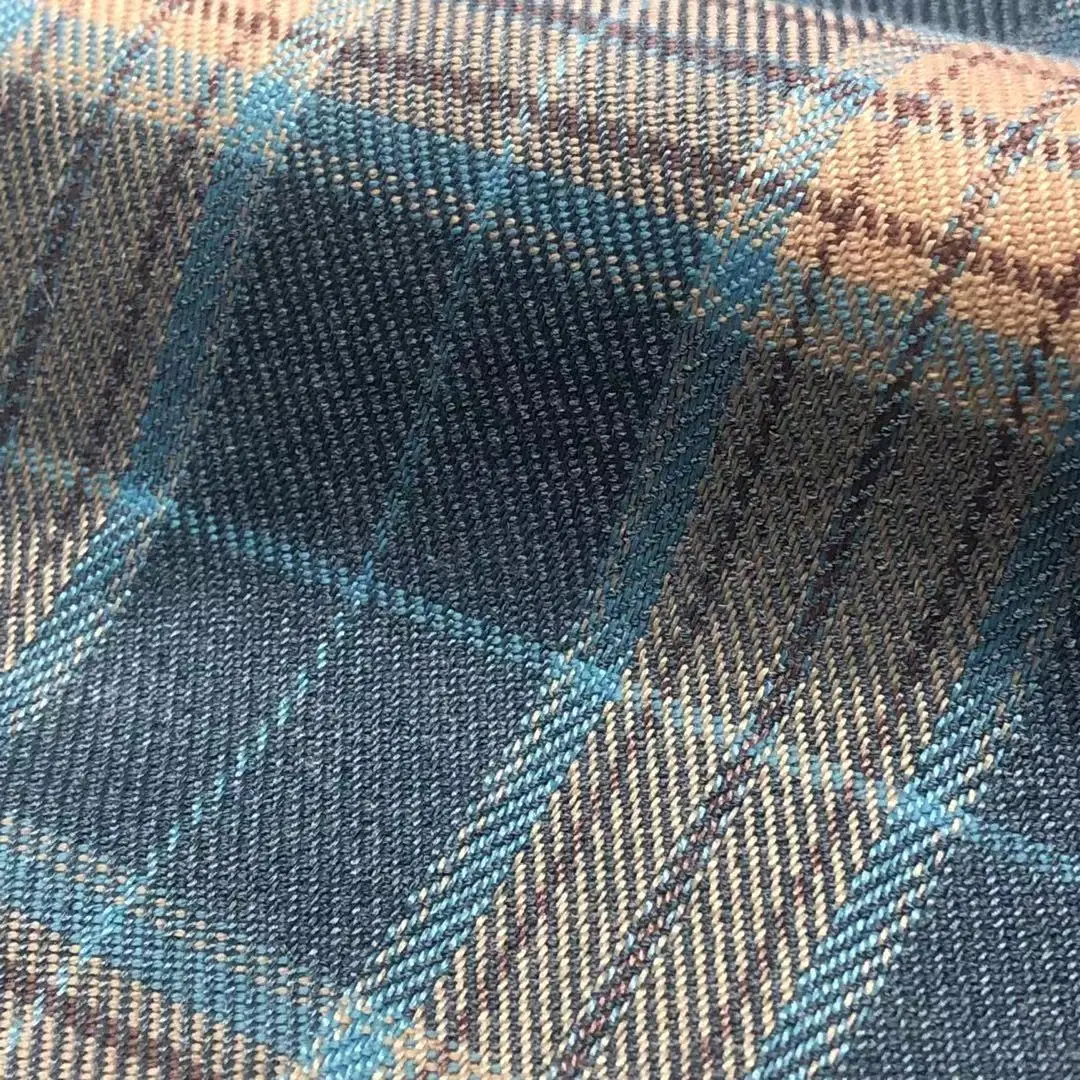 All season 2%spandex  98%polyester  plaid  lightweight blue check spandex suit fabric