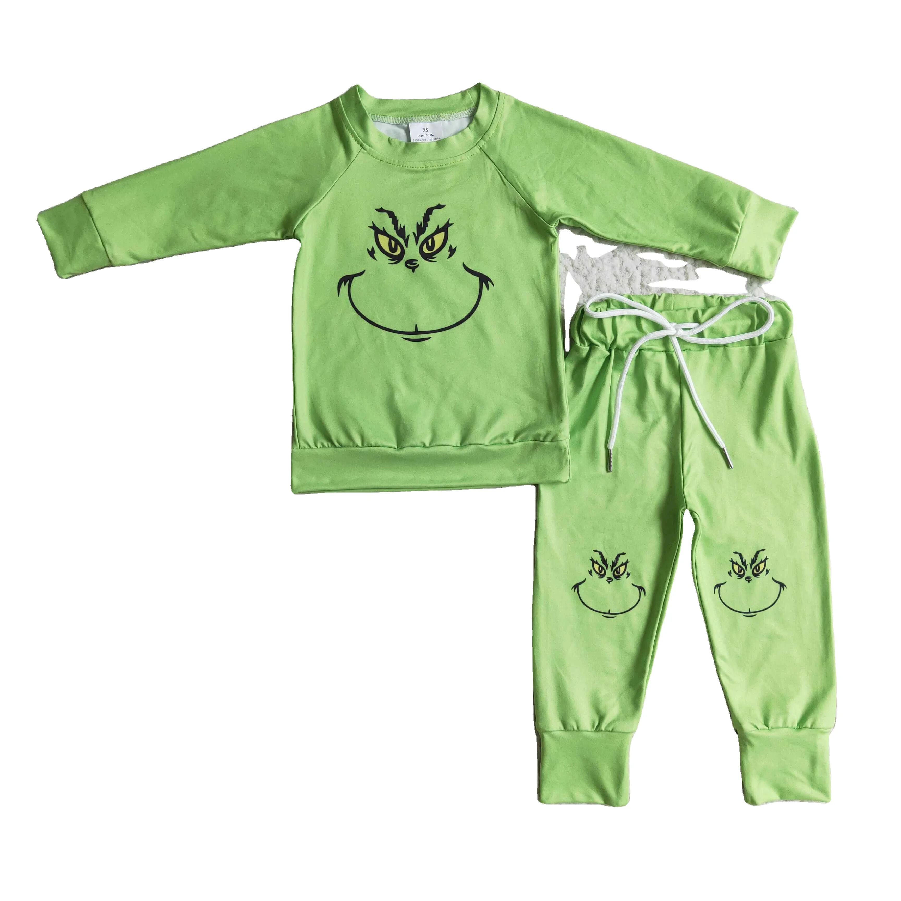new cartoon green long sleeve and pant boy clothing 2 pcs sets boutique children clothes spring winter clothes