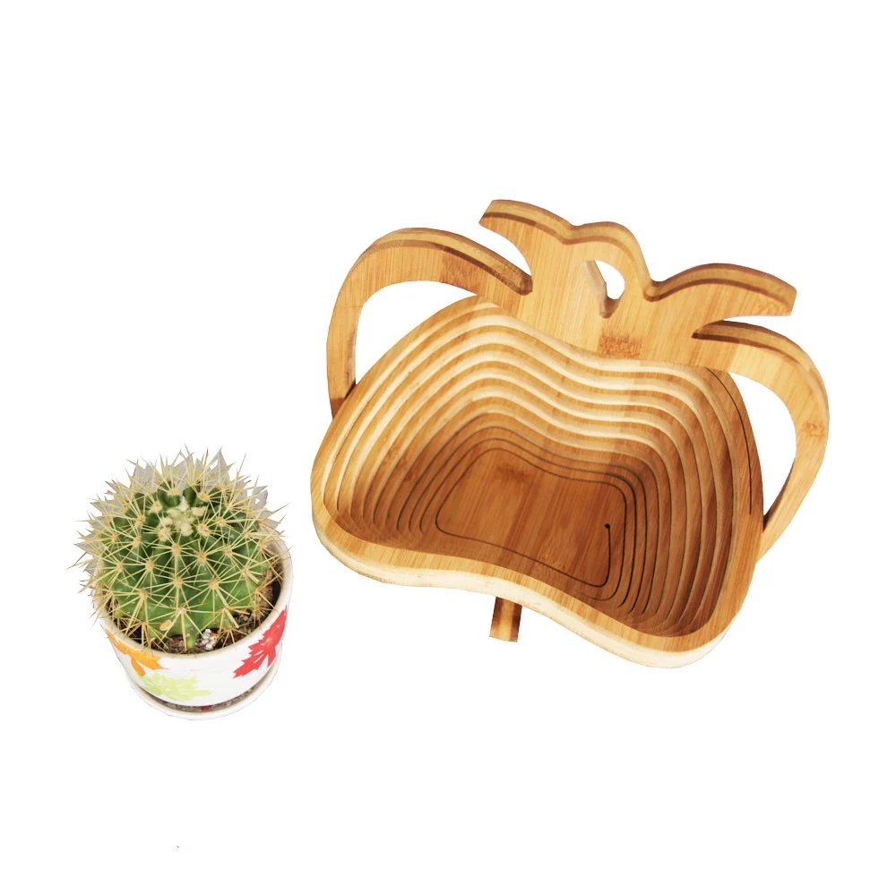 Homemade Popular Empty Folding Bamboo Wooden Candy & Fruit Basket