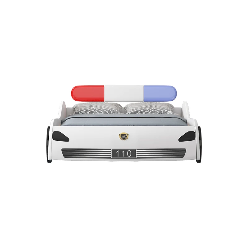 2021 Children Wood Car Shape Bed Kids Modern Bedroom Set Baby Police race car bed  Bed for Boys and Girls