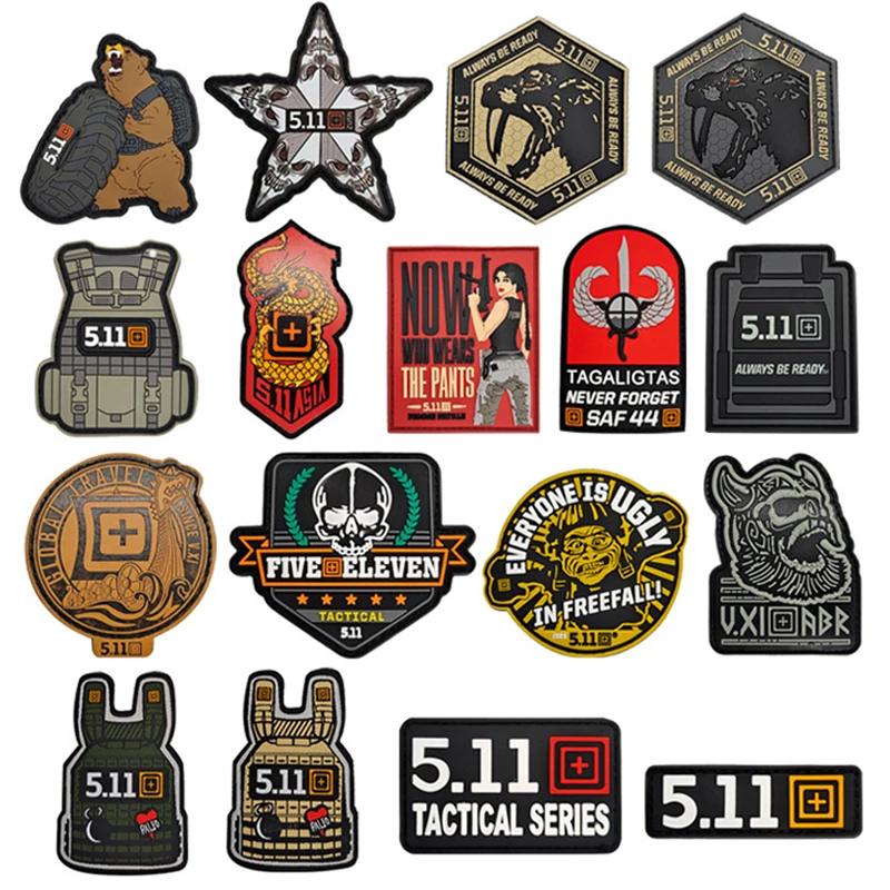 Ready to ship custom rubber pvc patches hook and loop Wholesale 511 tactical pvc patches