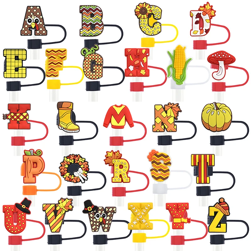New Product Ideas Autumn Harvest Series Straw Cover Topper Fancy Straw Lid Topper Charms Drink Cover For Glass Tumbler