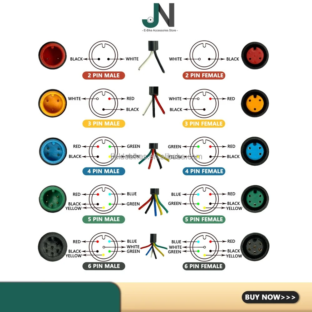 Julet Connector Higo Connector 2/3/4/5/6 Pin Cable Waterproof Connector For Ebike Bafang Display Pin Optional Cable Ebike Parts