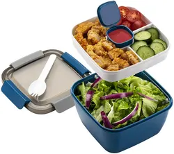 52oz PP Plastic Portable Salad Lunch Container, Salad Bowls Dressings Container Set Salad Box