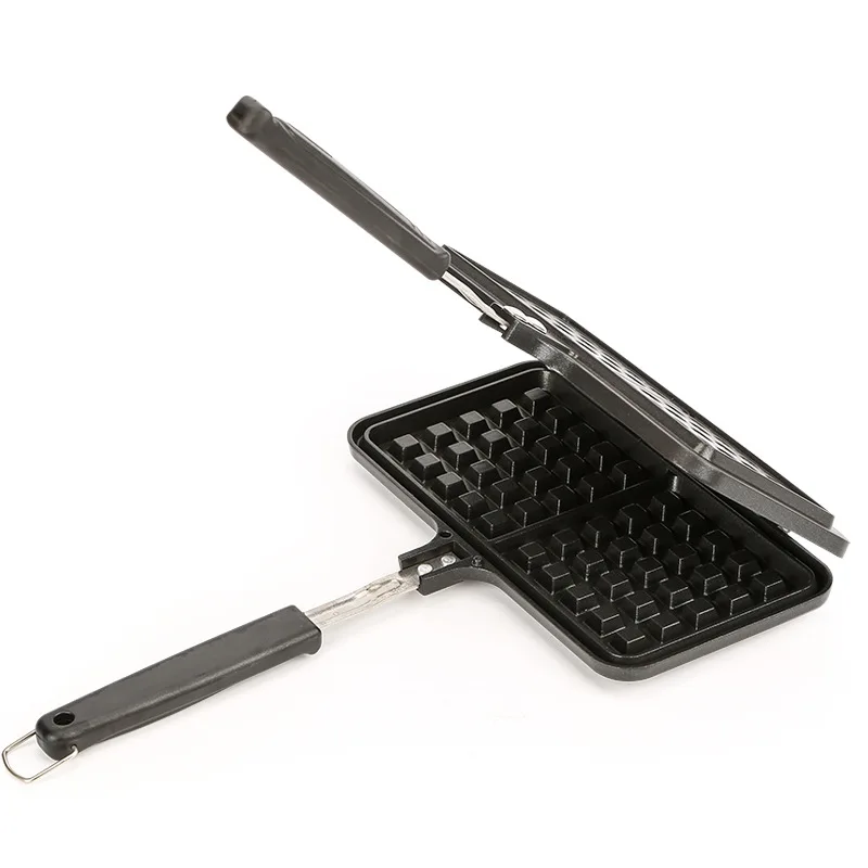 SANLANG Aluminium Non Stick Waffle Double Sided Frying Pan Camping Gas Black Square Baking Waffle Pans