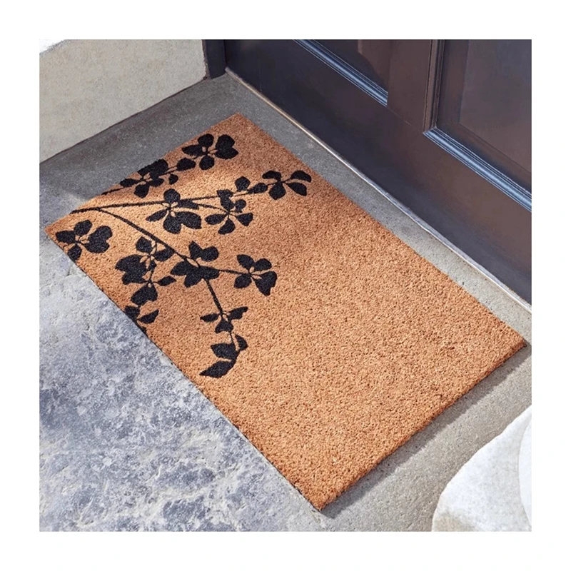 Top quality natural coconut husk mat printed modern design coconut door mat
