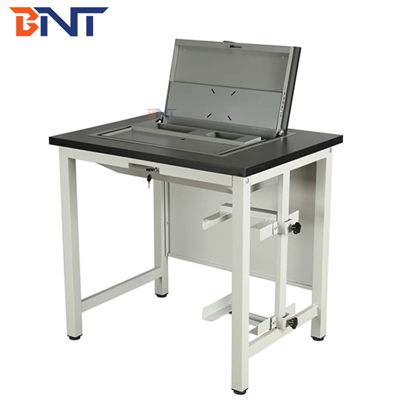 Flip top monitor lockable case school computer desk for training center