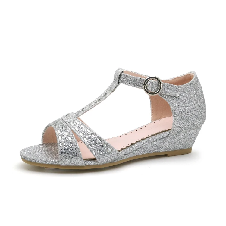 
Beautiful Kids Princess Glitter Wedges Girls Party Dress Shoes For Children 