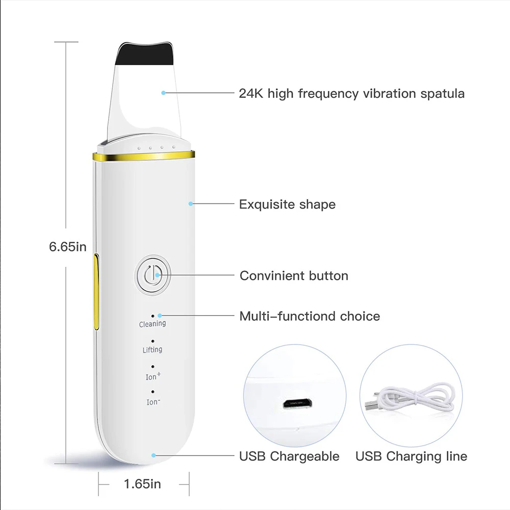 Deep Cleaning Blackhead Remover Peeling Shovel Acne Pore Cleaner Exfoliating Face Spatula Lifting Ultrasonic Skin Scrubber
