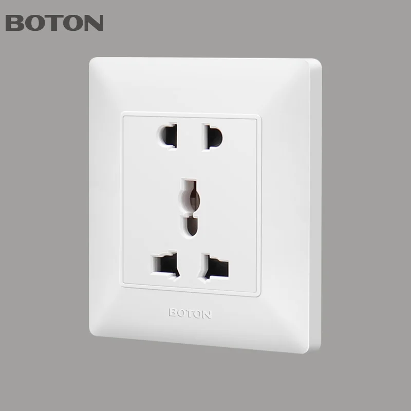 5 Pin Socket 10A 250V Flush Type High Quality PC Material Universal Wall Socket