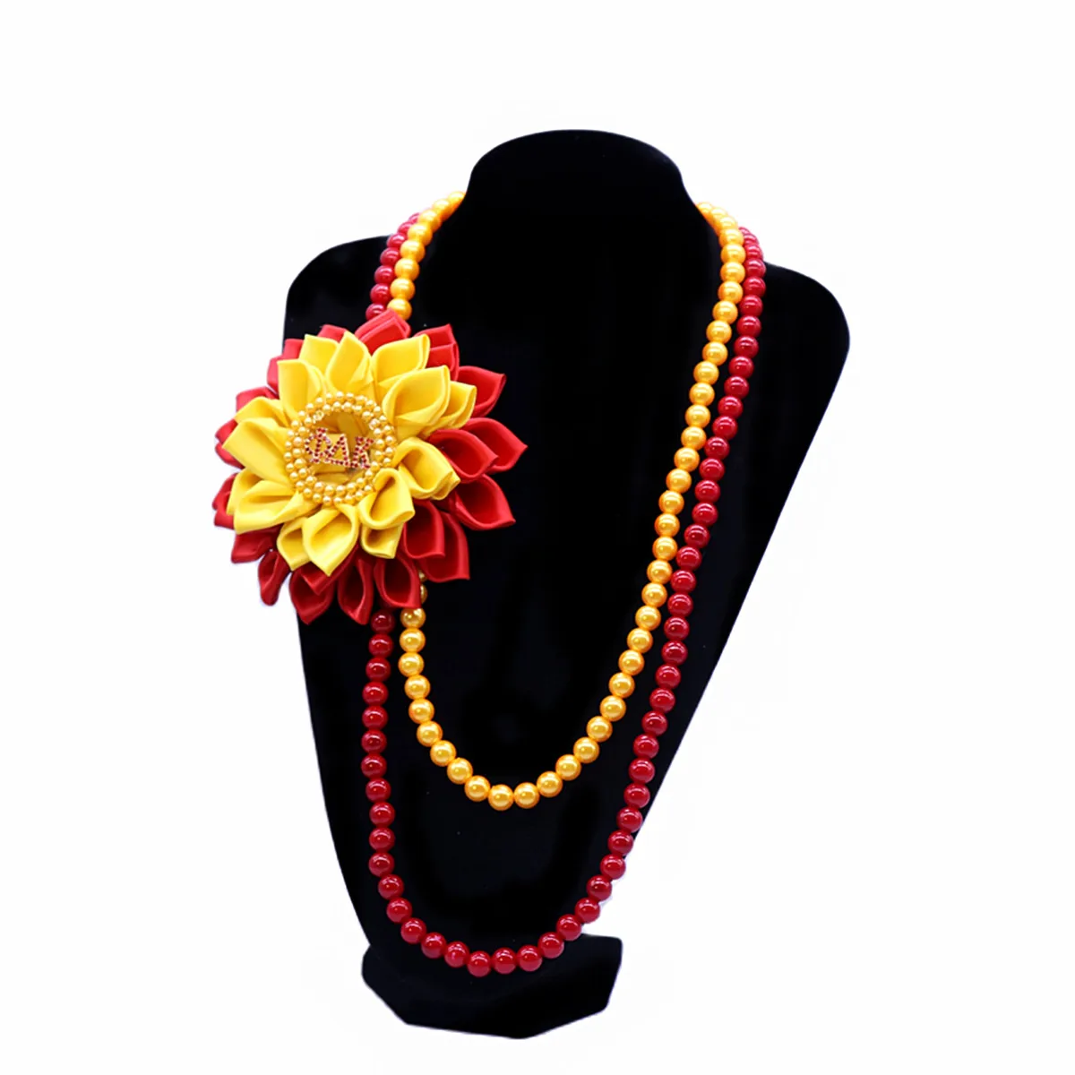 Fashion Jewelry Sorority Lady Necklace With High Polished Pearl And Dainty Ribbon Flower Brooch Greek Phi Delta Kappa Necklace