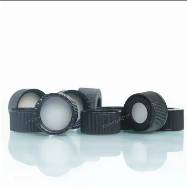 Lab Vial Screw Cap Customized Silicone Septa 15mm Center Hole Open Top 24-400/410 Caps 24mm Thread TOC Vials