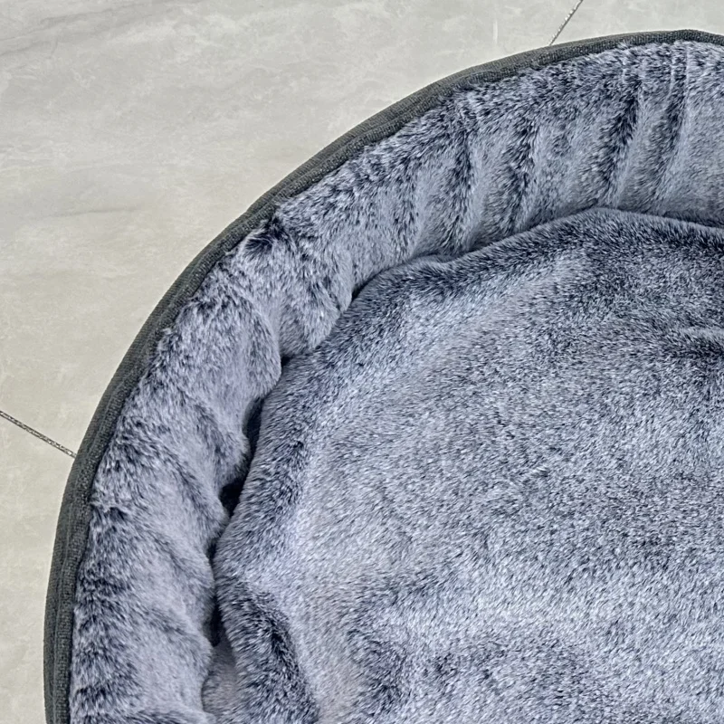 Pet Supplies Wholesale High Standard Customized Faux Fur Warm Cozy round Natural Plush Multi Size Dog Bed for Cats