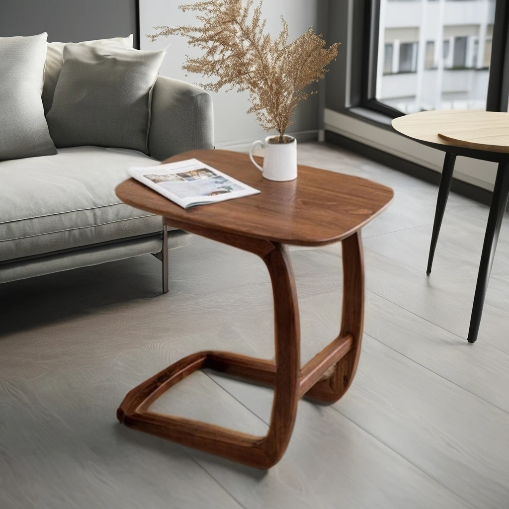 Nordic Modern Solid Wood Coffee Table Black Walnut Corner Side Table Sofa Bed Living Room Easy Movable Small Apartments