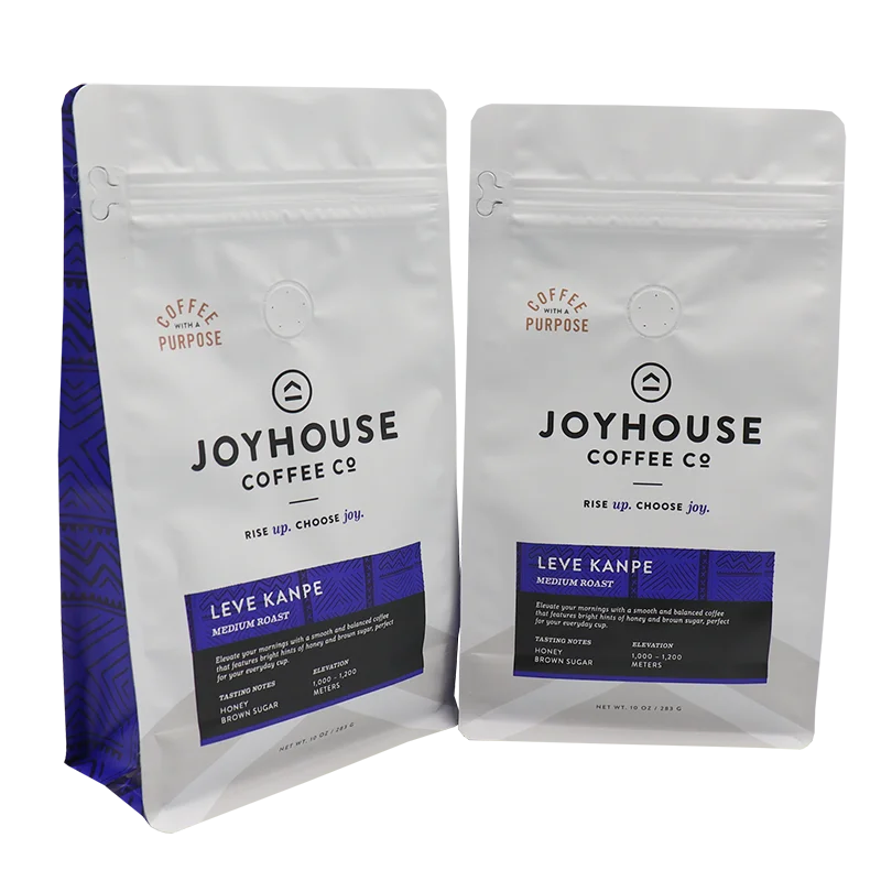 Customized Recycle Ziplock Plastic Bags Food Grade Aluminum Foil Coffee Powder Bag With Gusset Coffee Bag With Valve