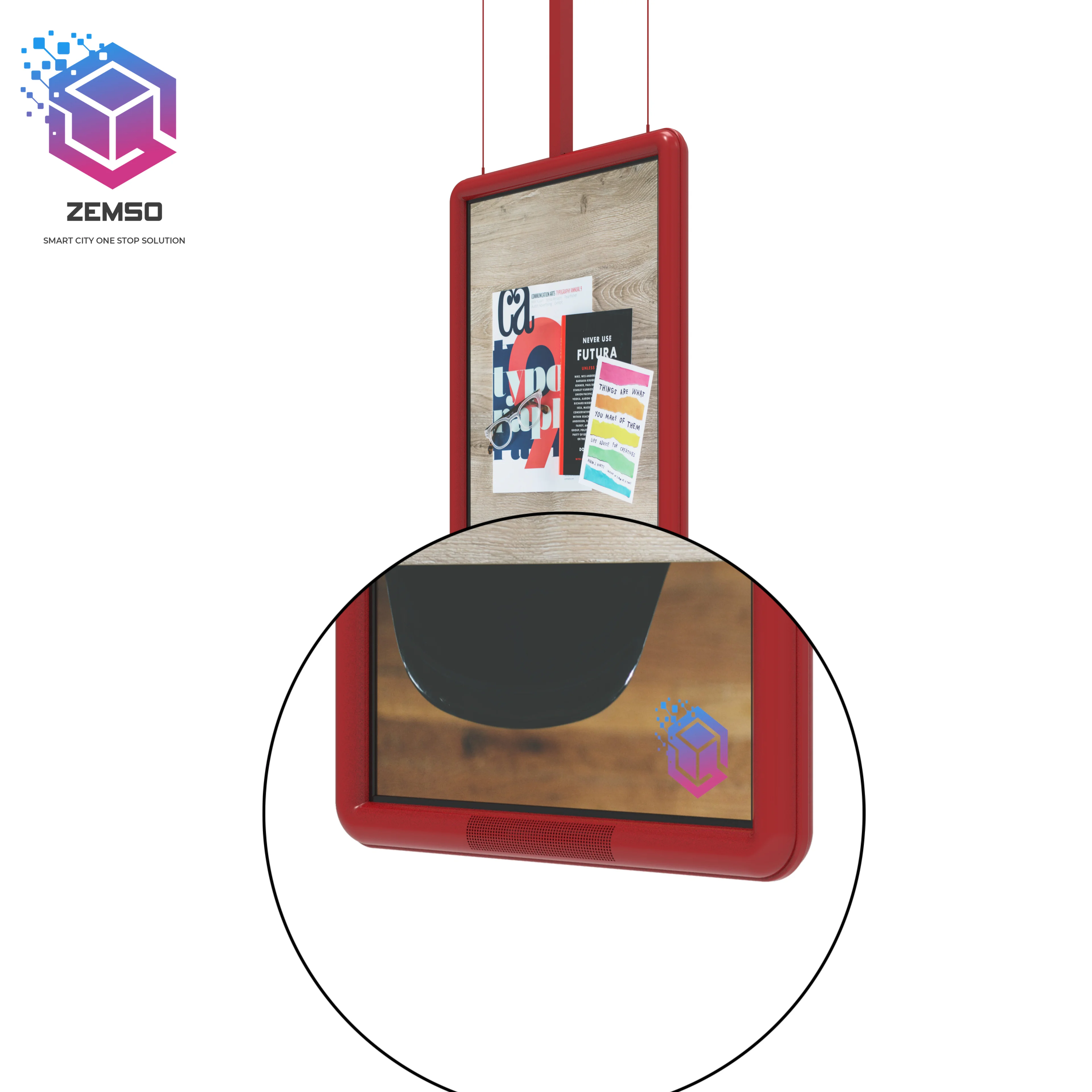 Indoor roof hanging advertising media player double-sided LCD digital signage window facing double sided display kiosk
