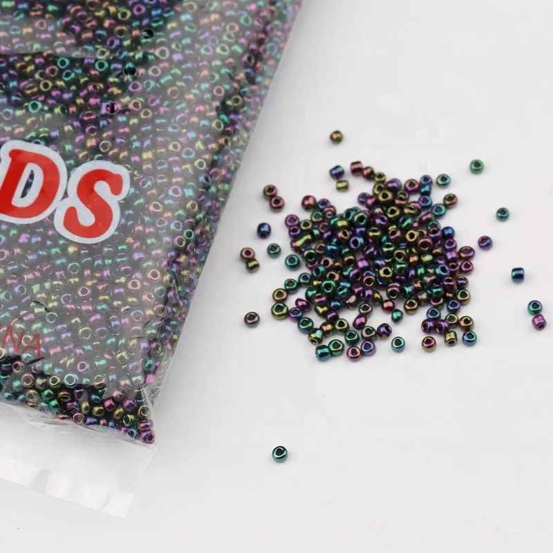 Factory sell High quality electroplated metal color glass seed beads 2mm 450g pack seed beads for diy jewelry making