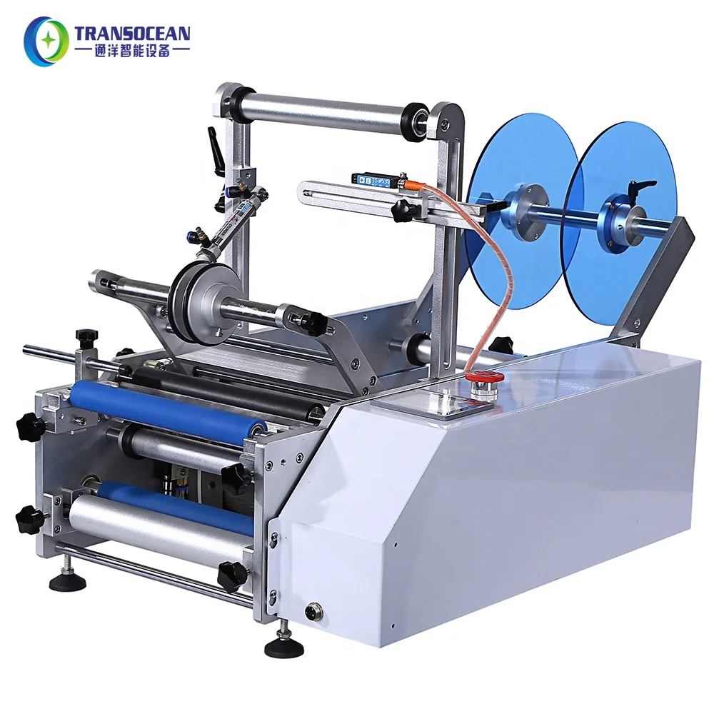 
semi auto tin can labeler tuna cans glass jar labeling machine for all round product paste label 