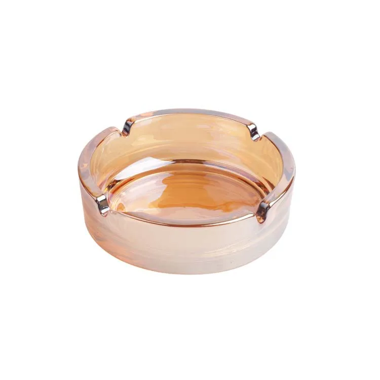 Circular Luminous Electroplated Ashtray 100mm Creative Glass Cigarette Cigar Custom logo