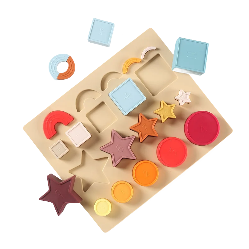 NEW Early Educational Toys Silicone Rainbow Stacking Ring Tower Game Blocks Baby Montessori Toys