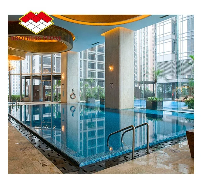 Wholesale Modern Hot Sale Blue Crystal Cracked Glass Mosaic Tiles Swimming Pool Mosaic