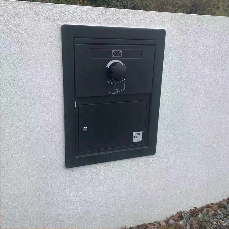 Through the Wall Parcel Box Black Large Capacity Anti Theft Parcel Drop Delivery Box
