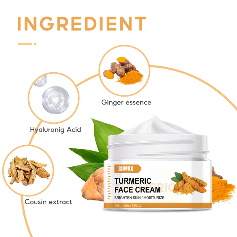 Sumax Private Label Skin Care Whitening Turmeric Face Cream Brightening Cream For Women