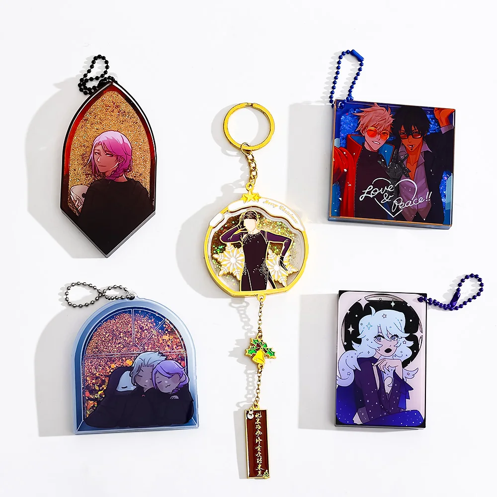 CNAWO Custom Printed Donut Shaped Liquid Oil Floating Acrylic Keychain