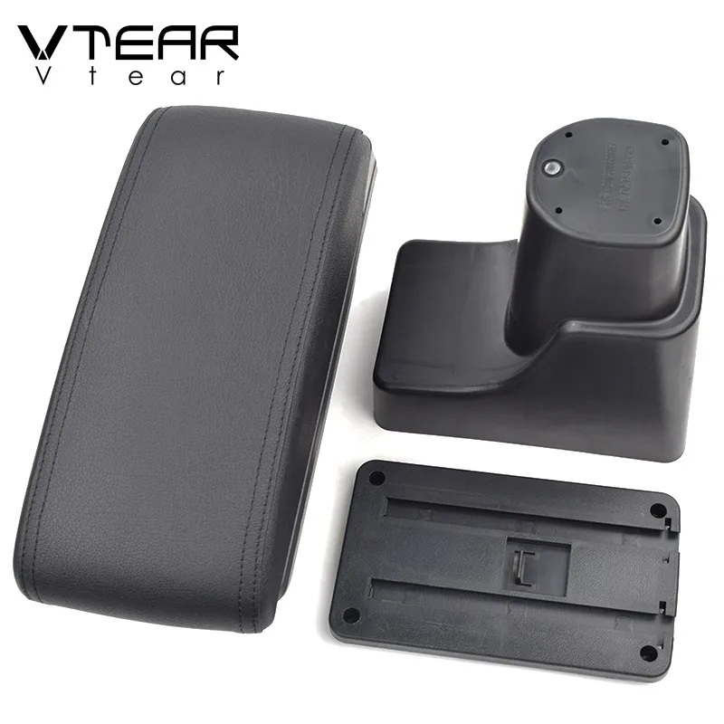 Vtear For Nissan Datsun redi-GO armrest leather USB interface storage box red thread car-styling  ABS arm rest accessories 15-18