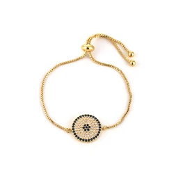 Wholesale Turkish gold plated bracelet iced out diamond Cross shell conch star flash eye Charms bracelet