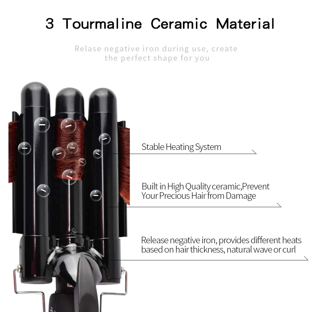 Newest Design Interchangeable Long Barrel Curling Iron Wand Curler Hair Styling Iron