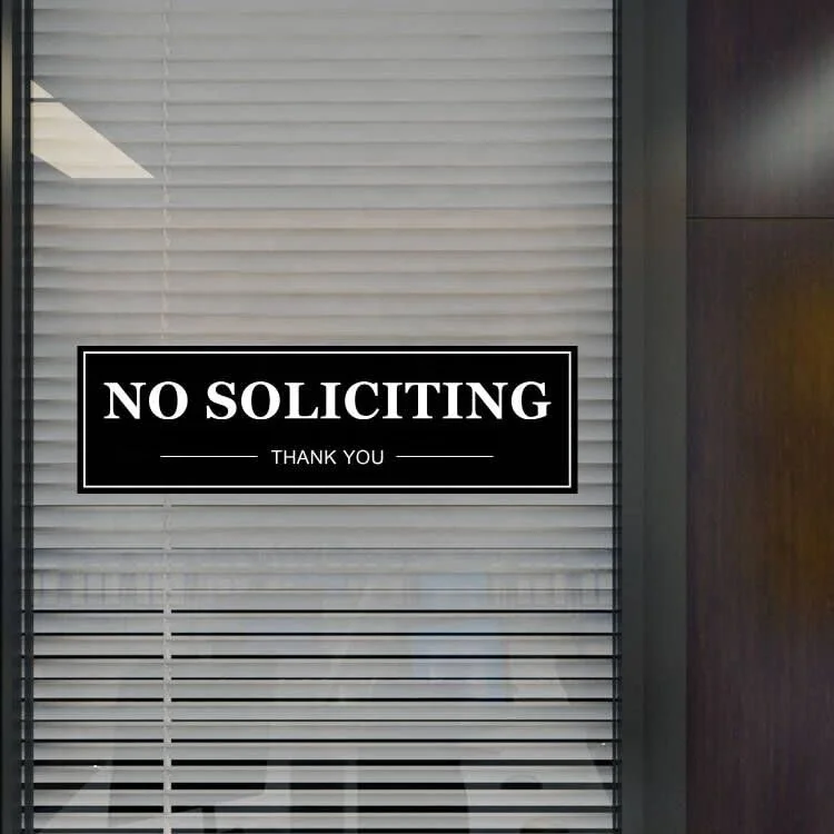 Securun Manufacturer Premium No Soliciting Thank You Sign for House Office Front Door With Strong Adhesive Tape 2.1 x 8 Inches